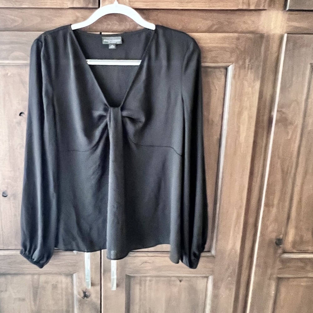 Bold Elements-Cut to Curve-Black Chiffon V Neck Blouse Size M